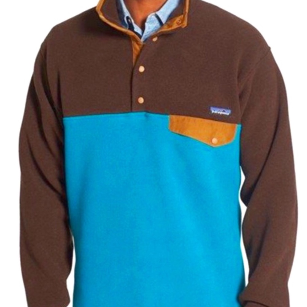 Patagonia Synchilla Snap T Pullover Fleece Jacket Brown/Teal S Synch Retro